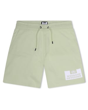 Men's Weekend Offender Parma Logo Print Text Graphic Sweat Shorts in Peppermnt/White