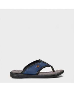 Men's Regatta Travis Logo Print Thong Toe Flat Flip Flops in Navy/Grey