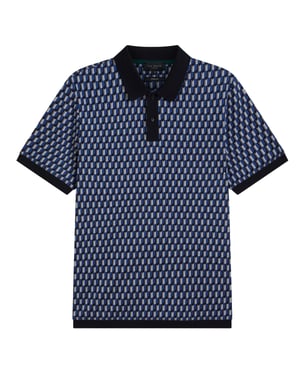 Ted Baker Hamishs Jacquard Stripe Geo Navy Polo Shirt