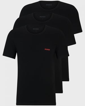 HUGO Mens  Three-Pack of Underwear T-Shirts in Cotton with Logos NOS