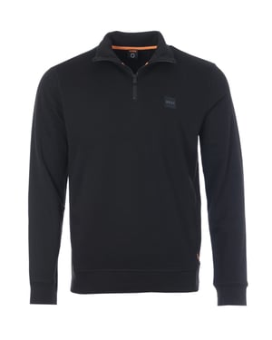 BOSS Logo Patch Sustainable Half Zip Sweatshirt - Black