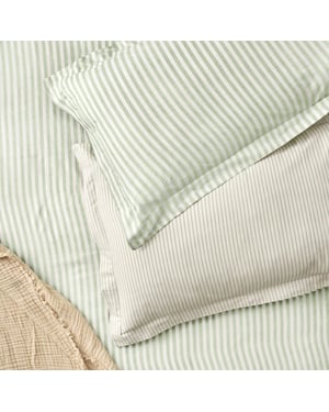 Yard Hebden Striped 100% Cotton Pillowcase Pair, Eucalyptus