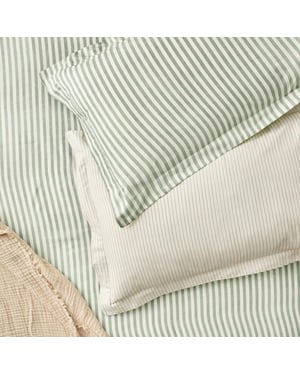 Yard Hebden Striped 100% Cotton Pillowcase Pair, Forest