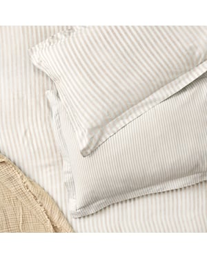 Yard Hebden Striped 100% Cotton Pillowcase Pair, Natural