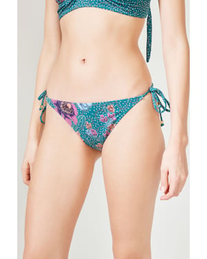 Bloemige Bikini Onderstukken met Touwtjes aan de Zijkant