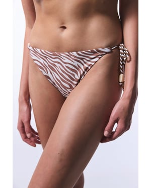 Zebra-print bikini onderkant met strikzijkanten