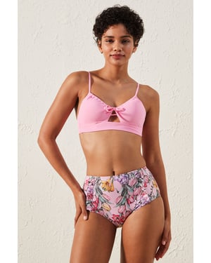 High-Waist Floral Hipster Bikini Bottoms