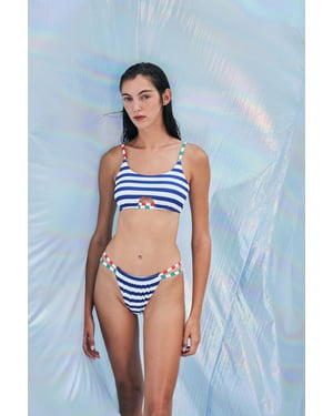 Striped Low-waist Hipster Bikini Bottoms