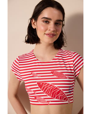 Striped Fixed-strap Bikini Top