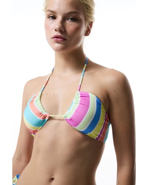 Gestreepte Halter Bandeau Bikini Top