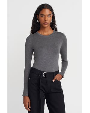 Geribbelde Crew Neck Slim Fit Trui