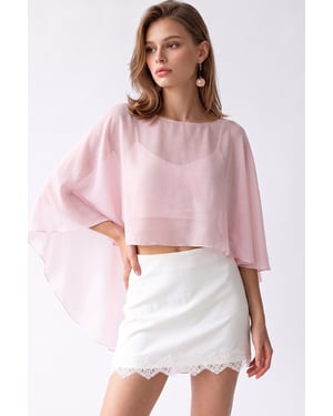 Losse Chiffon Crewneck Blouse