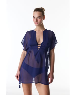 Mini Woven Beach Kaftan With Tassel