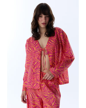 Oversized Striped Cotton Beach Kimono