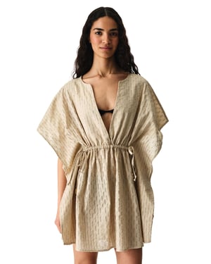 Overmaatse Katoenen Textuur Mini Kaftan