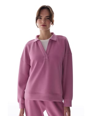 Oversized Gebreide Sweatshirt Met Strik decollet&eacute;