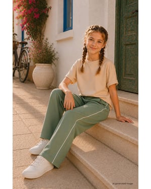 Jeugd Elastische Taille Brede Been Sweatpants
