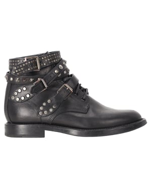 Saint Laurent enkellaarsjes met studs in zwart leer, model Ranger.