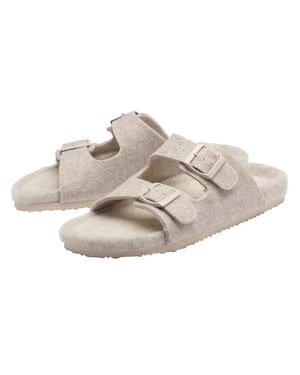 Ladies Faux Fur Double Buckle Slide Slippers Open Toe UK 3-8