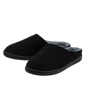 Mens Suede Look Mule Slippers Black Plush Lined UK 7-13