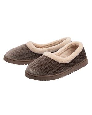 Ladies Textured Ballerina Slippers Brown Tan Warm UK 3-8