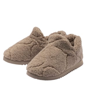 Ladies Teddy Fleece Full Slippers Oatmeal Taupe Cosy UK 3-8