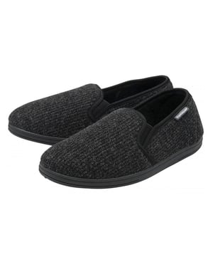 Heren Corduroy Geheugenfoam Volle Slippers Zwart VK 7-12