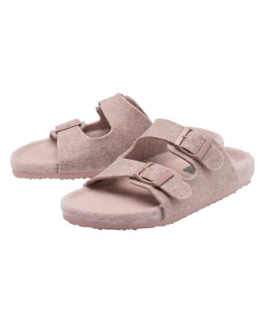 Ladies Faux Fur Double Buckle Slide Slippers Open Toe UK 3-8