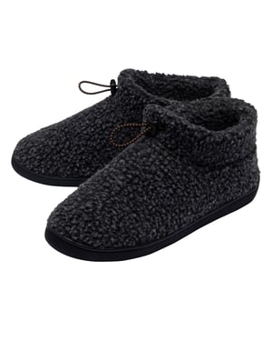 Heren Teddy Fleece Bootie Slippers Charcoal Warm Pluche VK 7-12