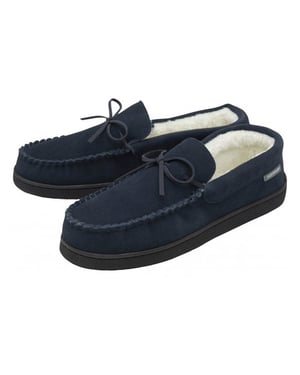 Heren Suède Leren Mokkassins Slippers Marinegeel Geheugenfoam VK 7-12