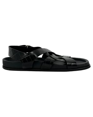 Toteme slingback-sandaler i läder med krokodileffekt i svart läder