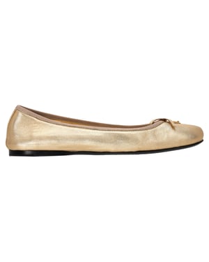 Prada ballerina's met logo-plaatje en strik in metallic goudkleurig leer