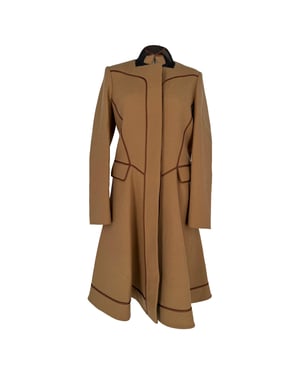 Etro Piping Accent Flared Coat in Brown Wool