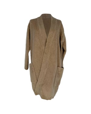 Max Mara Open Coat with Pockets in Brown Mohair Wool