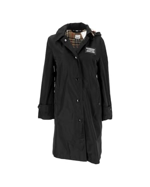 Burberry Oxclose Hooded Raincoat in Black Polyester