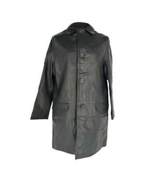 Ralph Lauren Single-Breasted Coat in Black Leather