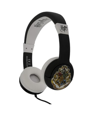 Harry Potter Childrens/Kids Hogwarts Crest On-Ear Headphones (Black/White)