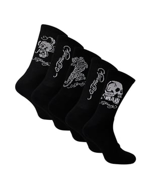 5 Pairs Mens Black Crew Socks Lightweight Breathable Sport Socks