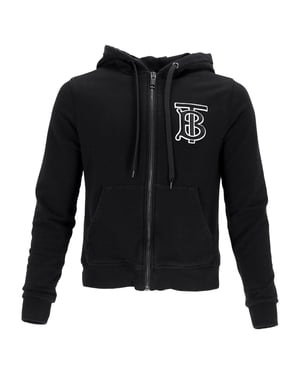 Burberry Aubree Logo Zipped Hoodie in Black Cotton