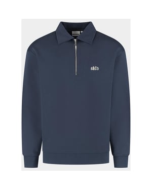 Bos Bright Blue Supply & co. half zip sweater heren aarav halfzip sweat sco26312aa07/4001