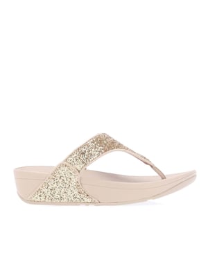 FitFlop Lulu Glitter Toe Thongs Dames Platino Sandalen