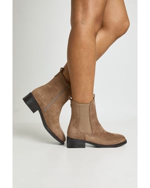 Faux Suede Tab Detail Chelsea Boots