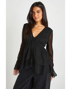 Ruffle Flare Sleeve Blouse