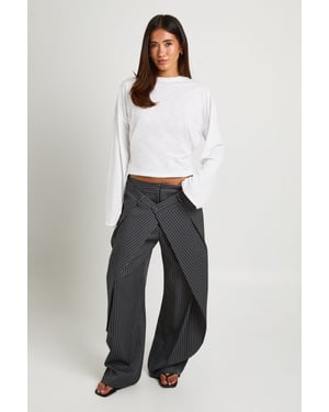 Pinstripe Wrap Over Tailored Trouser