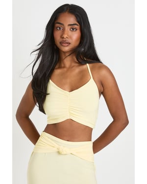 Double Layer Ruched Halterneck Cropped Top