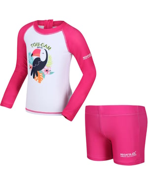 Regatta Kids Childrens Valo Long Sleeved Graphic Print T-Shirt Shorts Rash Suit