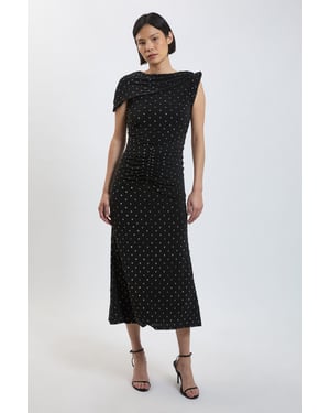 Petite Twist Detail Studded Jersey Maxi Dress