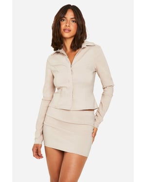 Super Stretch Fitted Shirt & Micro Mini Skirt
