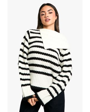 Knitted Stripe Collar Detail Jumper