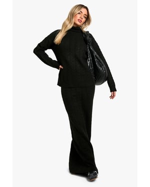Soft Cable Roll Neck Jumper And Maxi Skirt Co-ord